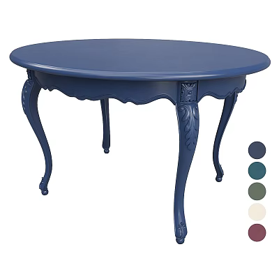 Elegant Blue Round Coffee Table With Ornate Carved Legs And Multiple Color Options 3d model