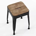 Sturdy Industrial Style Stool with Wooden Seat and Black Metal Legs for Home Decor