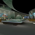 Innovative Exhibition Booth Design With Domed Glass Roof Curved Structure Interior Display Areas Modern Lighting