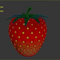 Fresh Juicy Red Strawberry with Yellow Dots Green Stem and Leaves