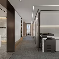 Modern Front Desk Reception Area Interior With Reception Desk Sofa Armchairs And Company Sign
