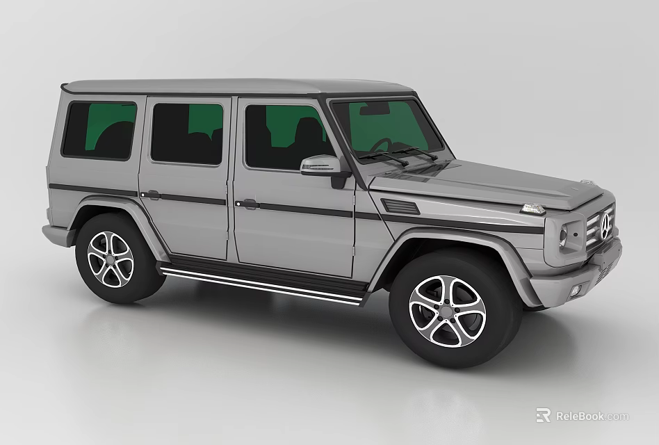Silver Mercedes G Class SUV With Rugged Exterior Design And Large Alloy Wheels 3d model 
