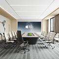 Modern Simple Meeting Room Meeting Table and Chair Carpet LED Display 3d model