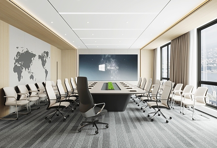 Modern Simple Meeting Room Meeting Table and Chair Carpet LED Display 3d model