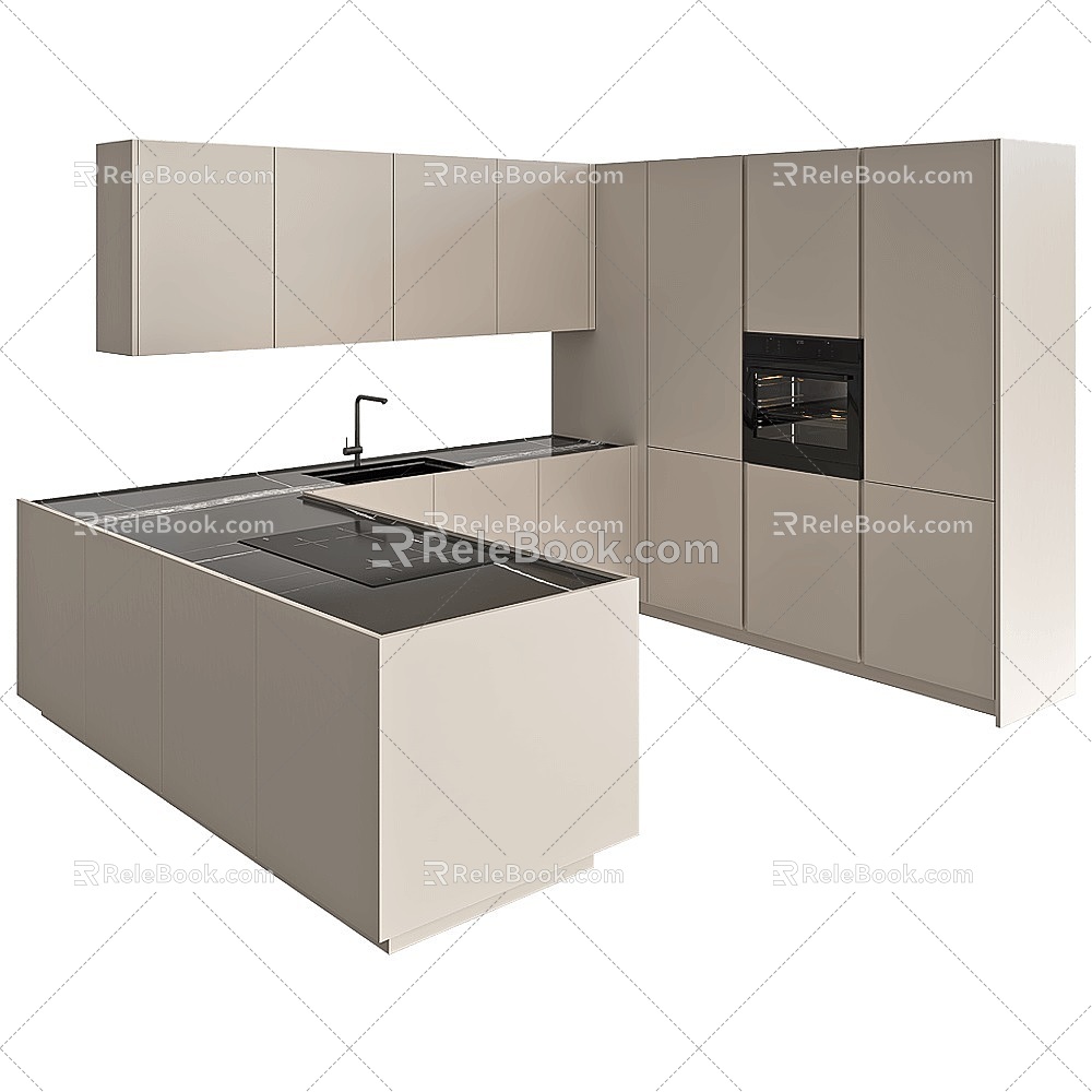 peninsla integrated kitchen cabinet combination 18 3d model