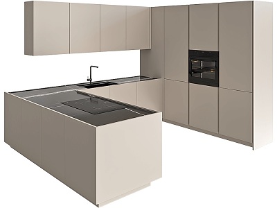 peninsla integrated kitchen cabinet combination 18 3d model