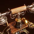 Vintage Telephone With Classic Design Wooden Handle Rotary Dial And Mechanical Components