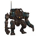 Smart Machine Quadruped Robot With Blue Gray Body Cockpit And Yellow Details