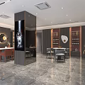 Modern Luxury Retail Boutique Interior With Display Shelves Seating And Decorative Plants