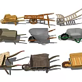 Various Wheelbarrows With Wooden Metal Frames And Assorted Design Styles