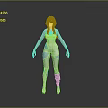 3D Female Character With Silver Hair White Bodysuit Leg Cutouts And Boots On Gray Background