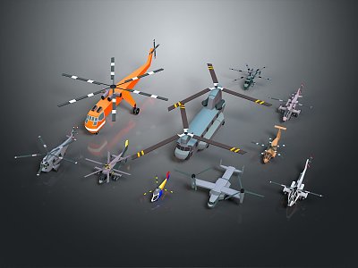 Modern gunship helicopter gunship combat helicopter 3d model