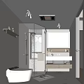 Modern Bathroom Interior Design With Glass Shower Enclosure Wooden Vanity And Mirror