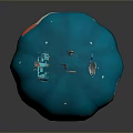Blue Hot Air Balloon With Space Race Theme And Spacecraft Design Elements