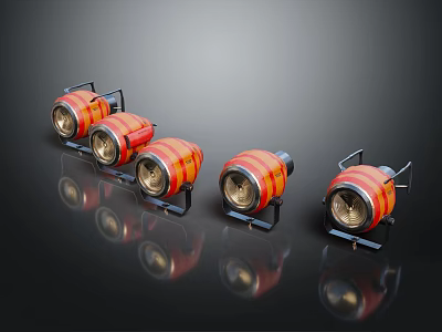 Modern Red And Yellow Striped Furniture With Metal Base And Round Design 3d model
