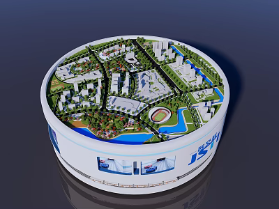 Sand Table Model for Urban Community Planning with Buildings Green Spaces and Roads 3d model