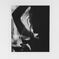 Artistic Black and White Figure Portrait With Curly Hair Holding Wine Glass