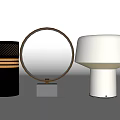 Modern Table Lamps With Black Gold Accents Circular Frame And White Shade