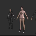 Punk And Casual Virtual Characters With Black Leather Jacket Pink T-Shirt And Short Pants
