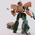 Green and Brown Mecha Robot Model with Arm Cannon and Mechanical Joints