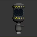 Metallic Military Weapon With Black Yellow Stripes And Multiple Launch Ports