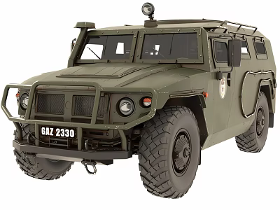 Olive Green Military Off Road Vehicle With Large Tires And Roof Rack Design 3d model