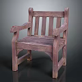 Wooden Outdoor Leisure Chair With Armrests Slatted Backrest And Sturdy Frame
