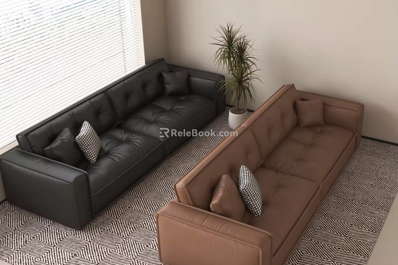 Double sofa leisure sofa 3d model