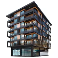 Modern Multi Storey Residential Building with Multiple Balconies and Large Glass Windows