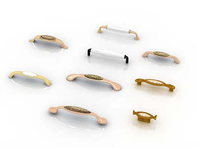 Various Stylish Handles In Different Colors For Furniture Cabinets And Drawers 3d model