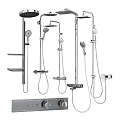 Modern Shower System Collection With Handheld Sprayer Rainfall Head And Metal Fixtures