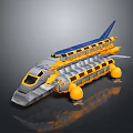 Futuristic Yellow And Gray Spaceship With Multi Compartment Design For Cosmic Exploration