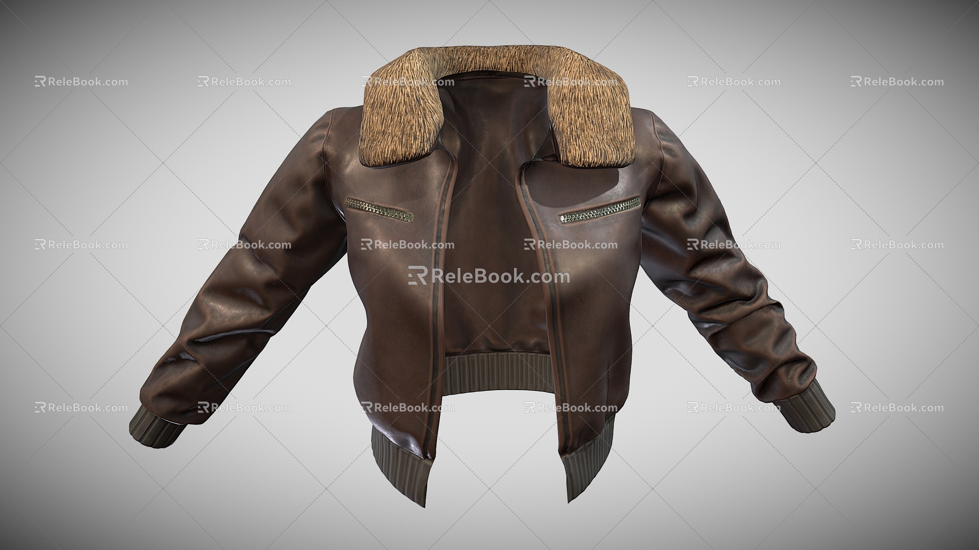 Jacket Leather Jacket Leather Jacket Coat Clothes Military Coat 3d model