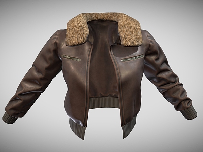 Jacket Leather Jacket Leather Jacket Coat Clothes Military Coat 3d model