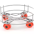 Sturdy Circular Metal Mobile Frame With Red Wheels For Smooth Movement