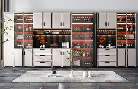 New Chinese Wine Cabinet Wine Cabinet Combination 3d model
