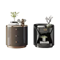 Modern Bedside Tables Design With Sleek Finish Decorative Vases Books And Figurines
