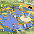 Modern Playground Residential District Children's Paradise Landscape House Landscape 3d model