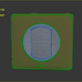 Modern Computer Component Featuring Brown Square Frame And Central Circular Silver Panel