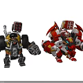 Smart Robots With Black Gray Red White Mechanical Arms Cannons And Head Design 3d model