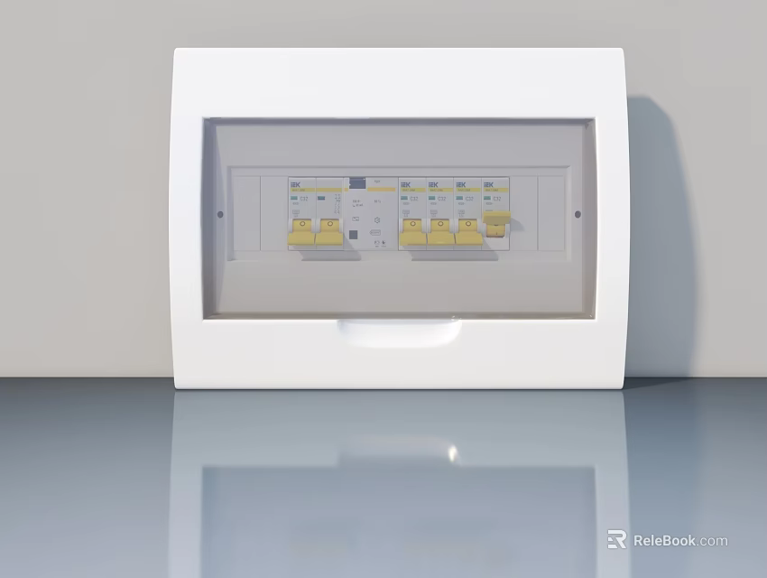 White Flush Door With Modern Sleek Design And Internal Switch Panel 3d model