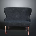 Gray Upholstered Sofa with Curved Back and Copper Legs Modern Style