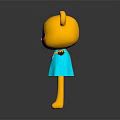Cute Yellow Bear 3D Animated Game Character With Red Ears Blue Dress And Outstretched Arms