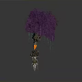 Enchanted Fantasy Tree With Purple Foliage Canopy Blue Glowing Accents And Spiked Root Base