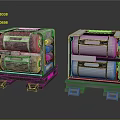 Two Industrial Metallic Machinery Units With Mechanical Components On Reflective Base
