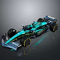 Teal Formula 1 Racing Car Streamlined Aerodynamic Design Cognizant Branding Large Wheels Rear Wing