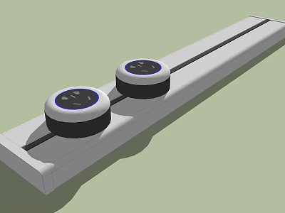 Modern Switch Panel With Two Round Switches And Blue Indicators On White Surface 3d model