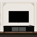 Retro style TV cabinet floor potted floor lamp 3d model