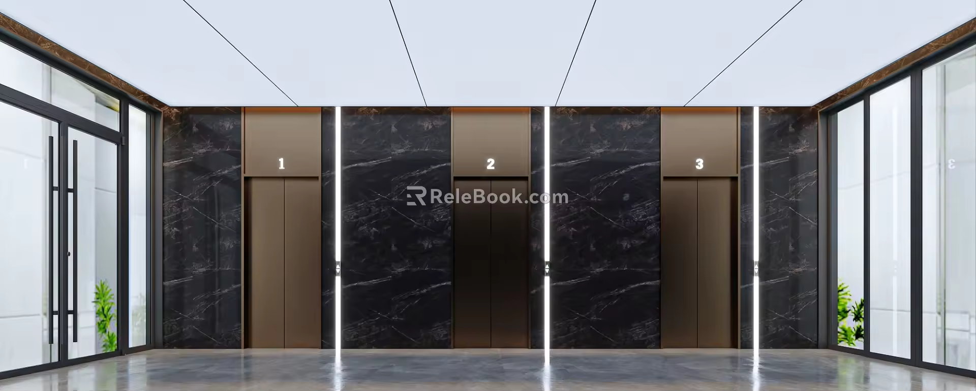 modern elevator hall elevator car 3d model