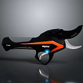 Advanced Black and Orange Weapon with Blue Light Curved Blade Multi Functional Design 3d model